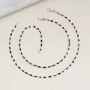 Black Beads Silver Anklet: